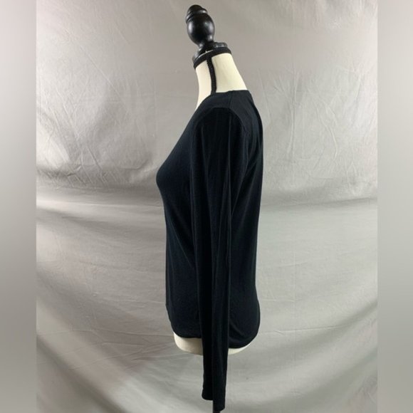 Black Ribbed Long Sleeve T-Shirt - Picture 3 of 4